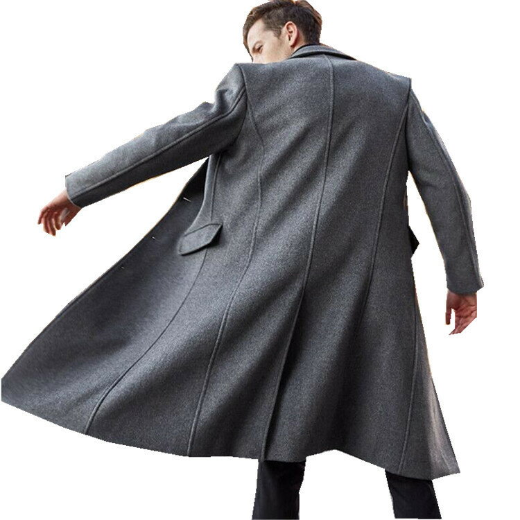 【免運】朝暮心居| 長大衣 新款Ebay男士長款風衣毛呢大衣wish男呢子外套