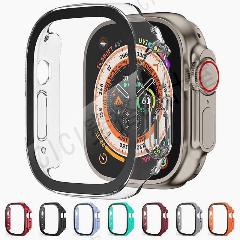 【滿299出貨】一體式保護殼 玻璃保護貼 手錶殼適用Apple Watch 8代 5 6 7 SE 蘋果手錶硬殼 49 45 41mm【亞德機械五金家居】