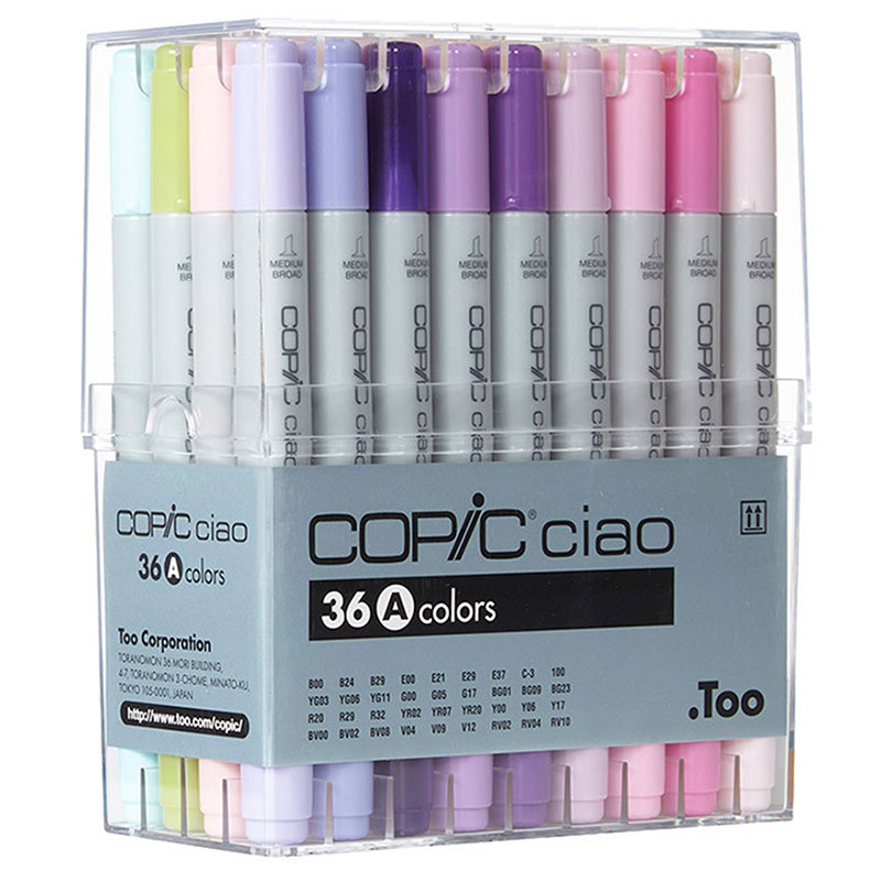 日本原裝進口COPIC Ciao 第三代圓桿麥克筆36 Color Set A 36色A色系36A