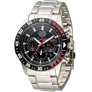 ALBA 雅伯錶-指定商品-奔放自由計時運動腕錶 VD53-X239D(AT3967X1)-44mm-黑面鋼帶【刷卡回饋 分期0利率】