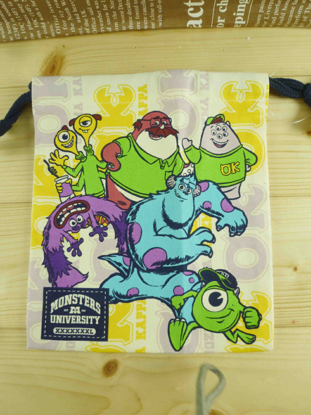 【震撼精品百貨】Monsters University 怪獸大學 束口袋/縮口袋-綜合圖案-米白色(小) 震撼日式精品百貨