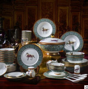 美琪 精緻生活骨瓷陶瓷琺琅彩餐具套裝禮品碗盤