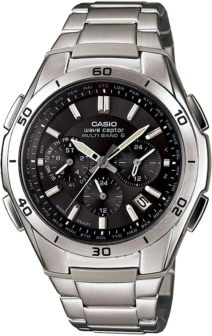 【日本代購】Casio 卡西歐腕錶Wave Septor WVQ-M410TD/DE系列, 黑色/不銹鋼錶帶, 不銹鋼錶帶(自行調節)