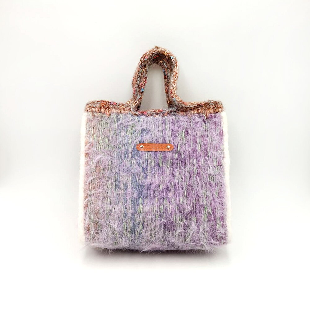 Miranda Handmadex覓品竹北手作店-毛毛編織包系列-粉紫色系-手提斜背兩用 2