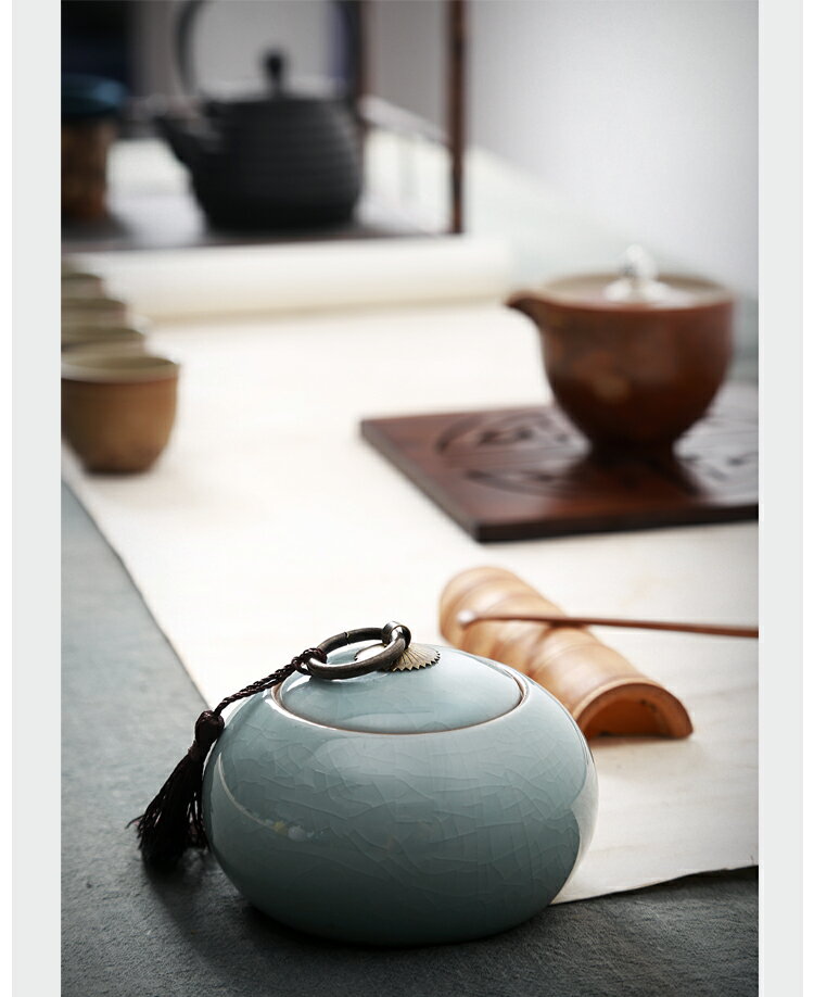 青瓷大碼儲存罐手工陶瓷茶具便攜普洱茶密封罐大小號茶葉罐 9