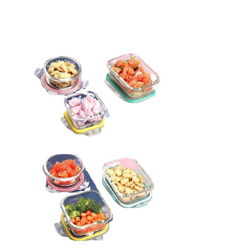 楓林宜居 玻璃食品留樣迷你小飯盒帶蓋小號輔食工具保鮮盒可微波烤箱碗