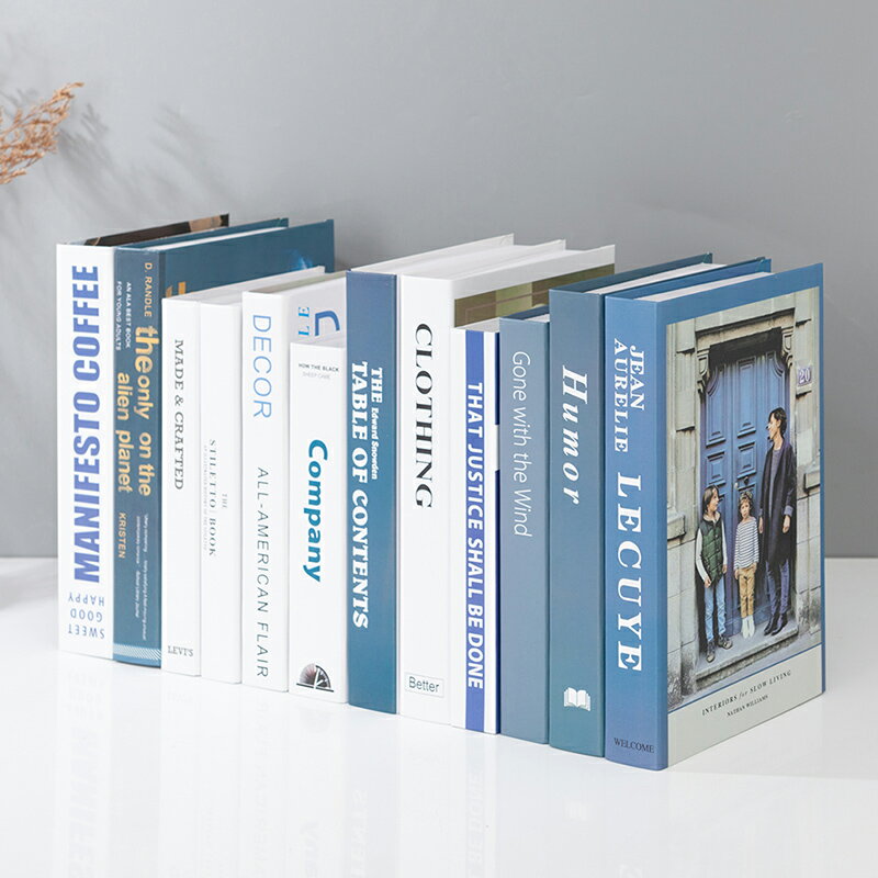 藍色簡約現代假書擺件創意家居飾品道具模型客廳電視柜裝飾仿真書