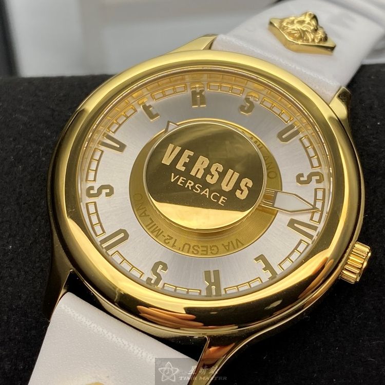 點數9%★VERSUS VERSACE手錶,編號VV00313,40mm金色圓形精鋼錶殼,白色立體懸浮雕刻錶面,白真皮皮革錶帶款,立體感十足!, 作品令人嘆為觀止!【APP下單享9%點數上限5000點】 2