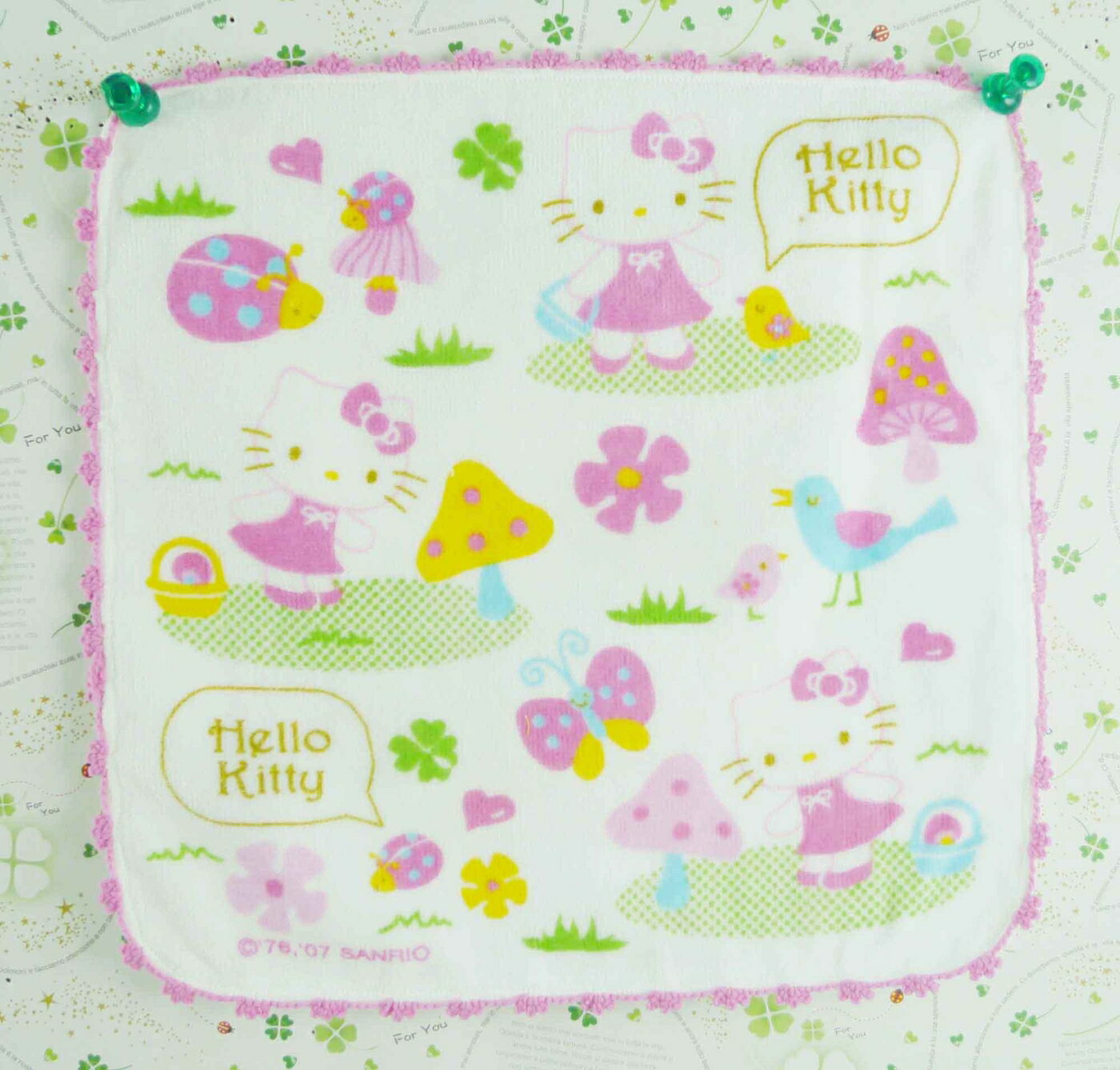 【震撼精品百貨】Hello Kitty 凱蒂貓 方巾/毛巾-香菇昆蟲造型 震撼日式精品百貨