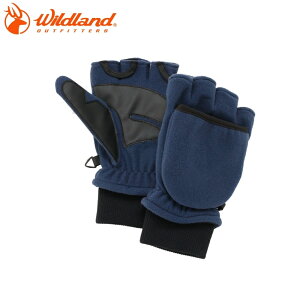 【Wildland 荒野 中性防風保暖翻蓋手套《深藍》】0A32005-72/超細天鵝絨/手心止滑/機車手套