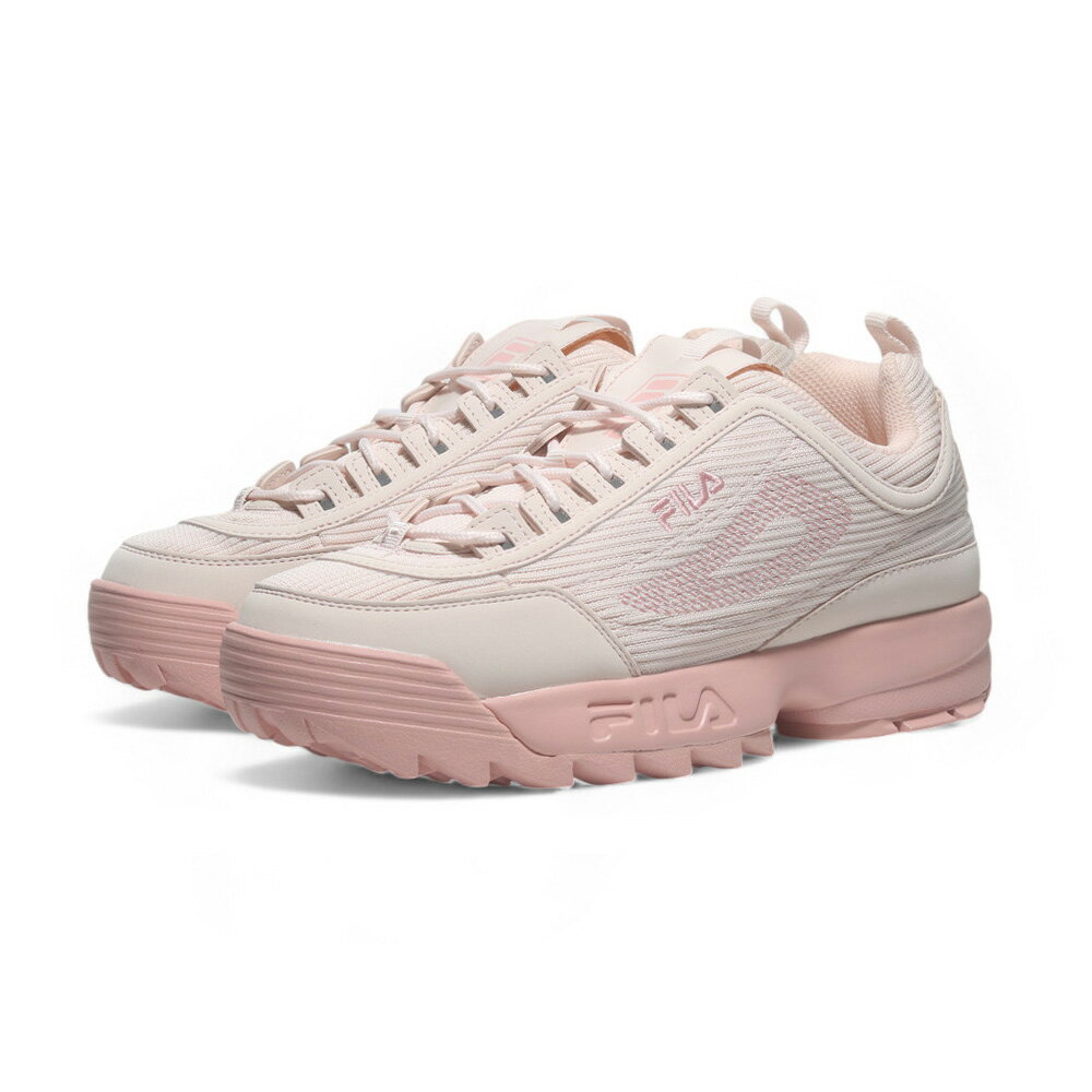 【滿千折百】FILA 休閒鞋 DISTRACER KNIT V2 全粉 鋸齒 老爹鞋 女 4C638Y650