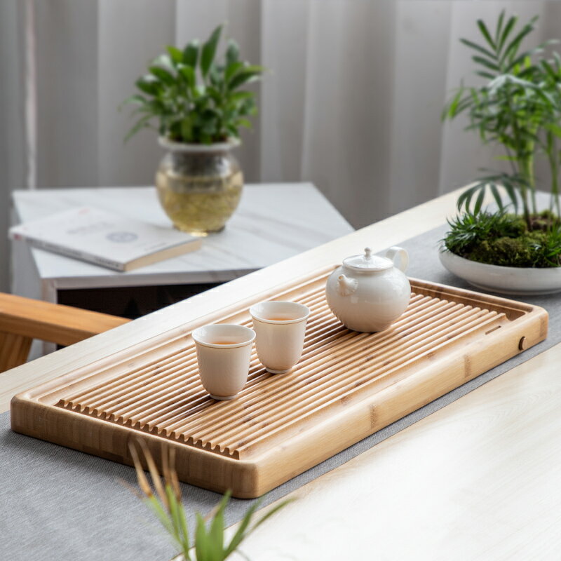 恬靜茶盤茶海竹制排水日式客廳功夫茶具現代家用簡約托盤大號茶臺