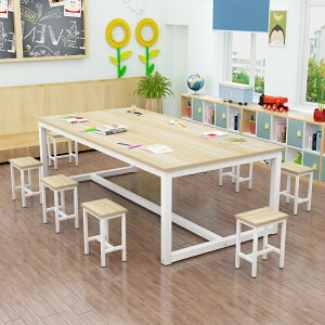 繪畫桌 小學生課桌椅美術繪畫桌手工桌補習輔導班培訓桌兒童畫室桌【MJ18377】