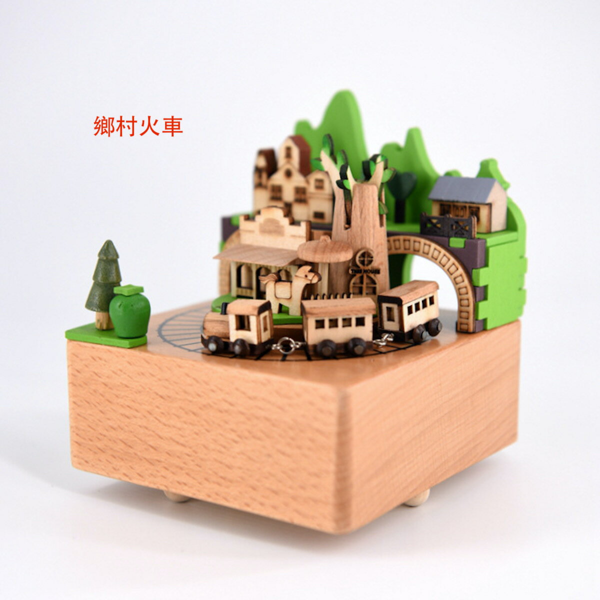 ISONA 2023年魔法城堡音樂盒 新火車旋轉音樂盒 木製音樂盒 木質音樂盒 宮崎駿音樂盒 旋轉音樂盒 發條音樂盒 3