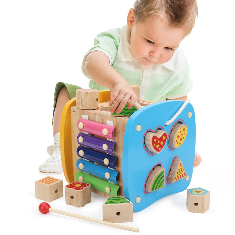 幼兒早教益智智力盒木質串珠敲球形狀配對認知123半周歲寶寶玩具