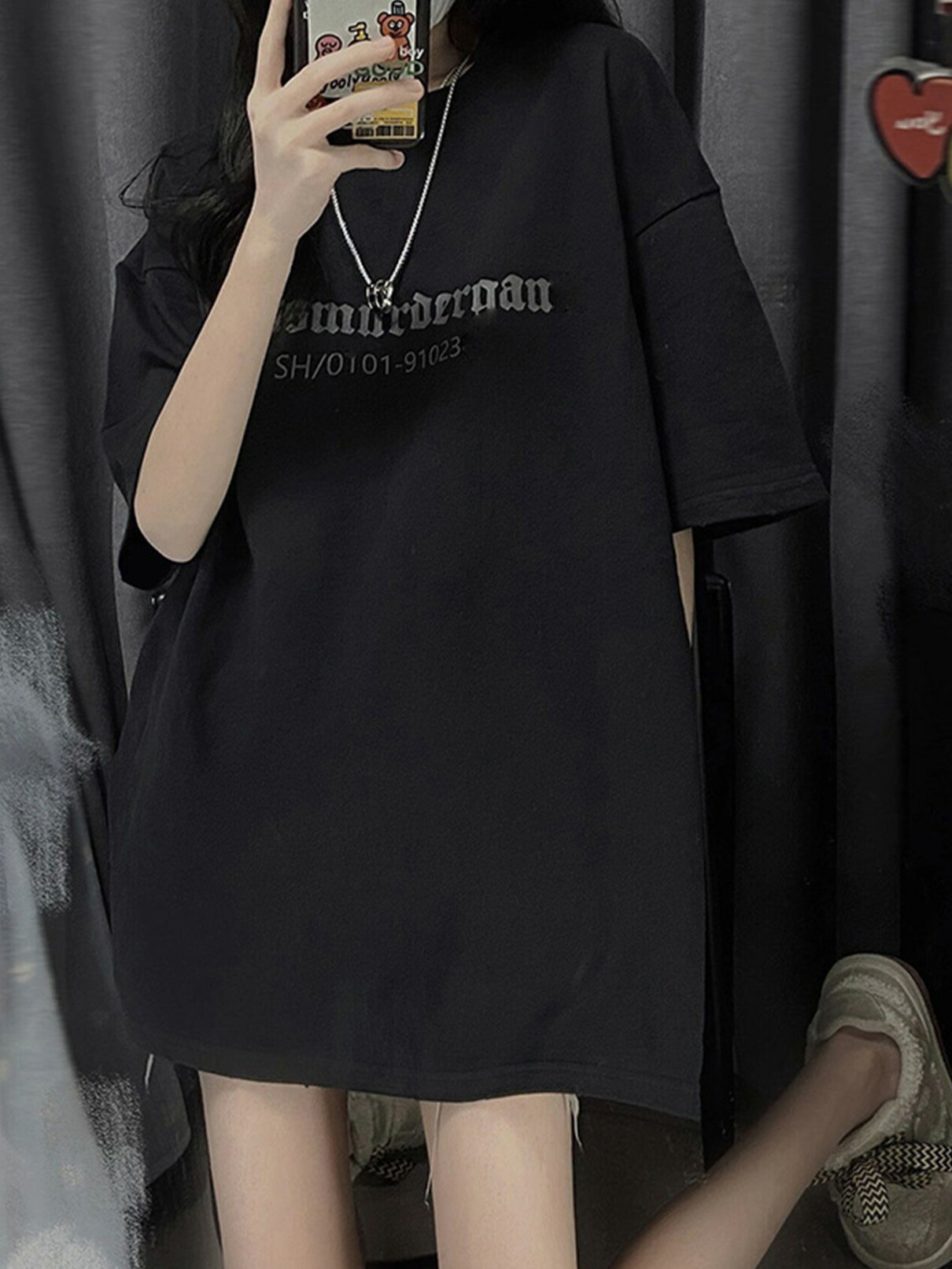 美式復古vintage黑色純棉短袖T恤女夏裝設計感小眾半袖寬松上衣服