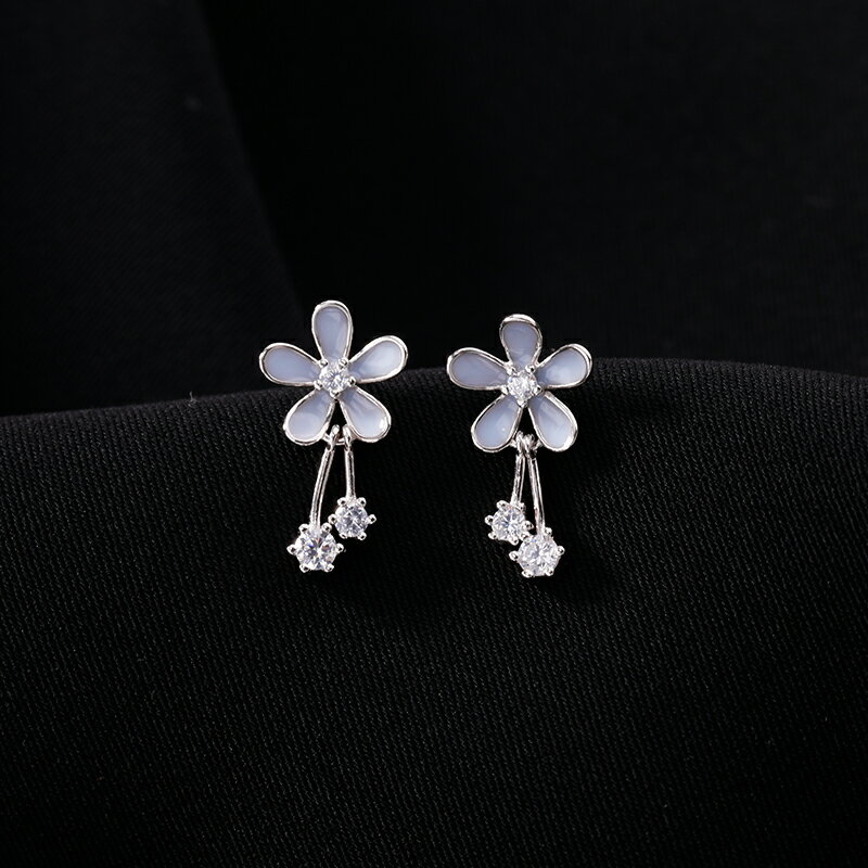 925純銀花朵耳環女年新款潮ins冷淡風耳釘流蘇長款耳墜耳飾品