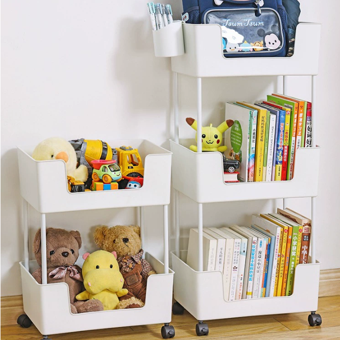 置物架 移動書架帶輪桌下置物架兒童閱讀繪本玩具零食收納櫃多層儲物家用