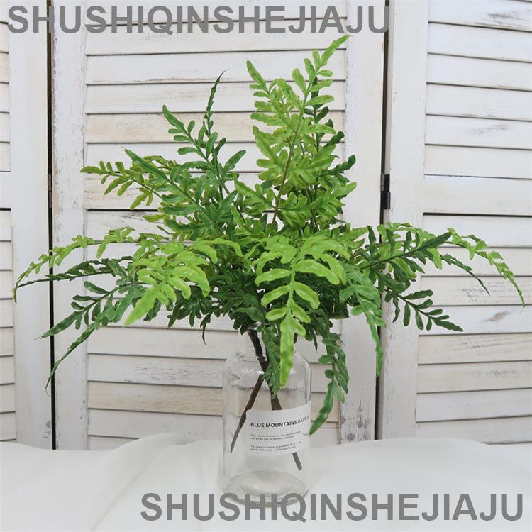 滿280元出貨 仿真花 假花 可開發票 模擬綠植葉子單枝銀葉脈蕨水羅蘭軟膠手感植物墻配材軟裝插花配飾