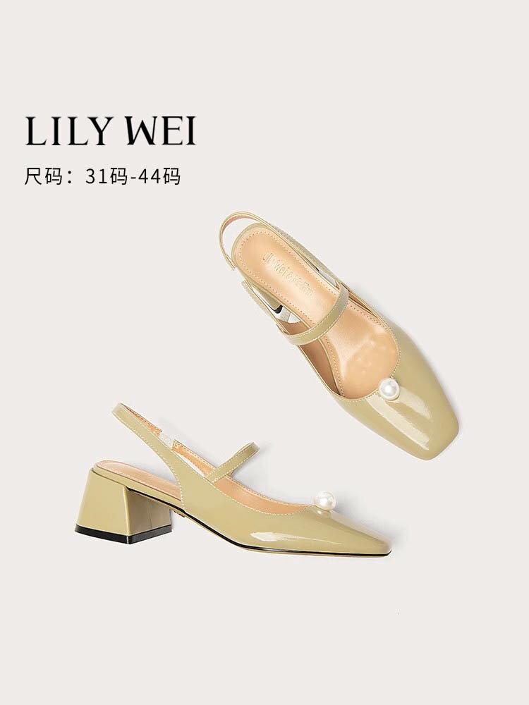 Lily Wei【余燼】法式晚風溫柔鞋包頭高跟涼鞋奶油仙女風女鞋大碼