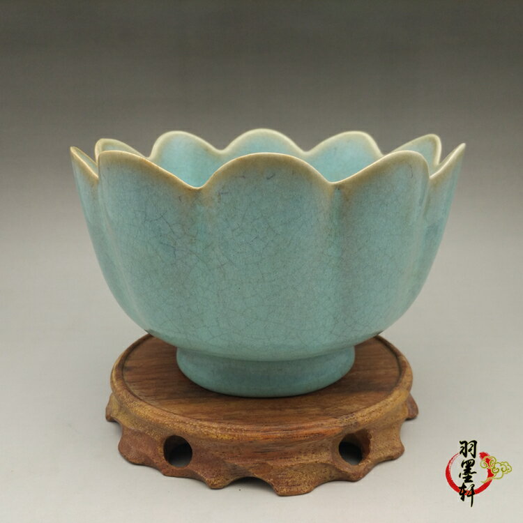 宋汝窯天青釉花口碗古董古玩仿古陶瓷器收藏精品宋瓷羽墨軒| 協貿國際