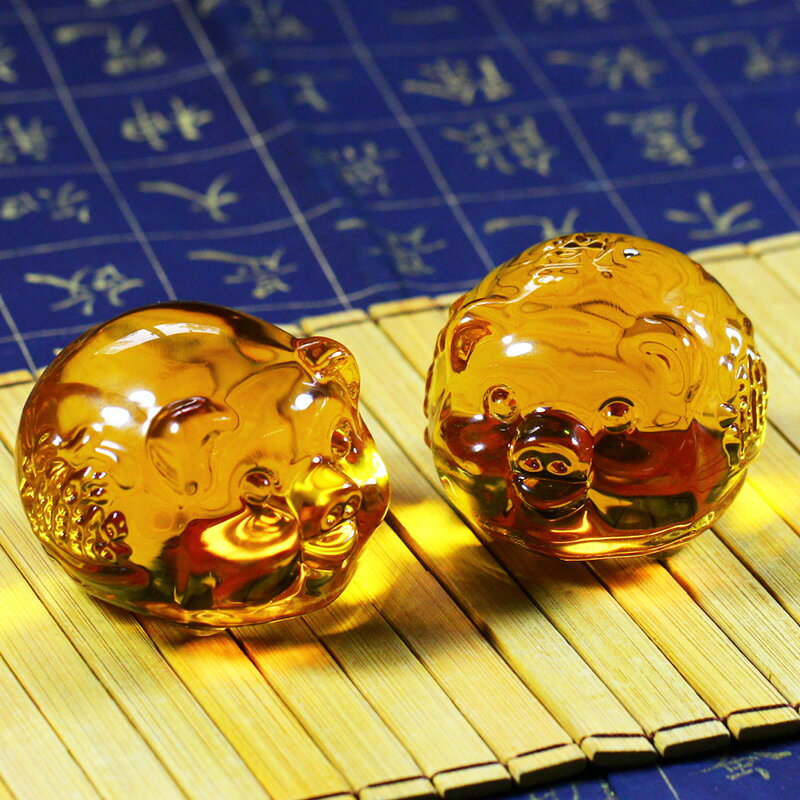 十二生肖豬古法琉璃豬一對招財喬遷新居生日結婚祝福禮物風水擺件