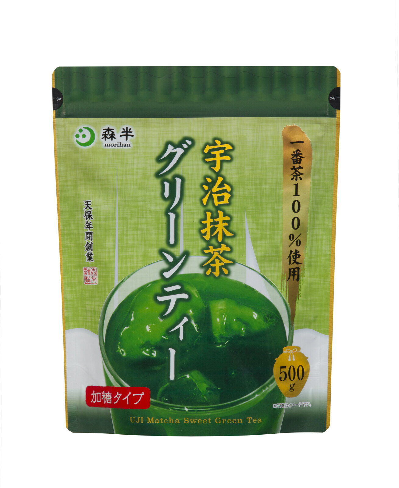 日本 森半 宇治抹茶粉 含糖 500g 大包裝 一番茶100%使用 日本代購