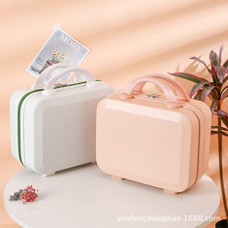 楓林宜居 糖果色手提箱行李箱14寸高檔禮品盒小型收納旅行箱logo迷你化妝箱