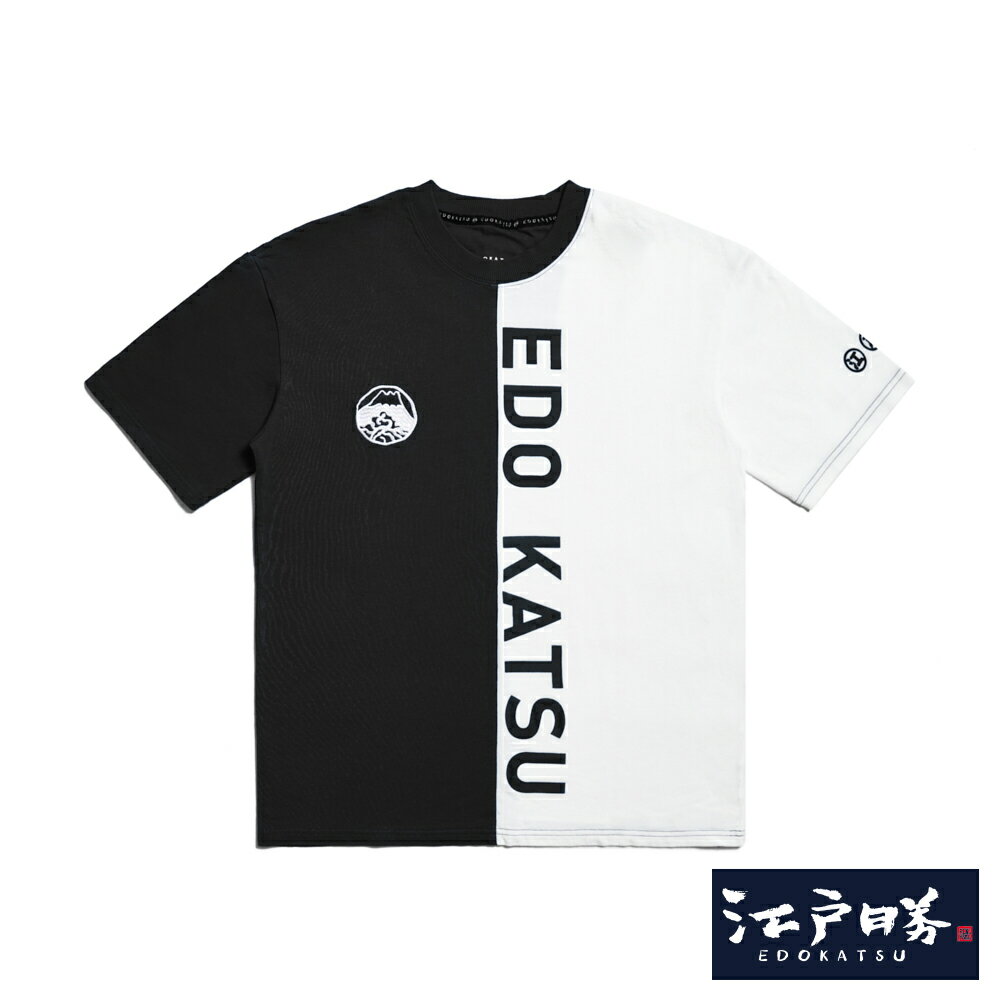 EDOKATSU江戶勝 男款 撞色經典印花短袖T恤 (黑色)