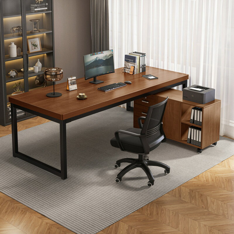 電腦桌 辦公桌 辦公室辦公桌椅組合電腦桌簡約現代老板桌文件柜一體書桌簡易桌子