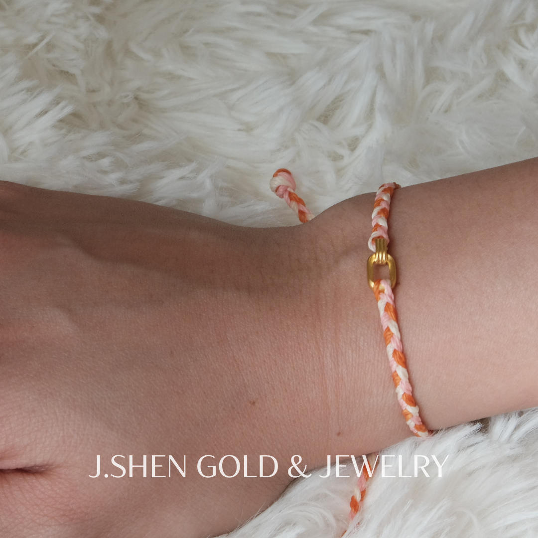 黃金環環相扣蠟繩手鍊 黃金手鍊 女生手鍊 男生手鍊 女生黃金手鍊 男生黃金手鍊 蠟繩手鍊 手鍊 幸福手鍊 禮物 2