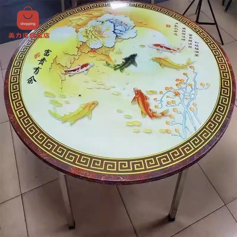 餐桌 不鏽鋼桌 桌子 折疊桌 不銹鋼折疊圓桌餐桌飯桌帶轉盤家用收納免安裝圓形1.2桌子 八折減免 特價出 可開發票