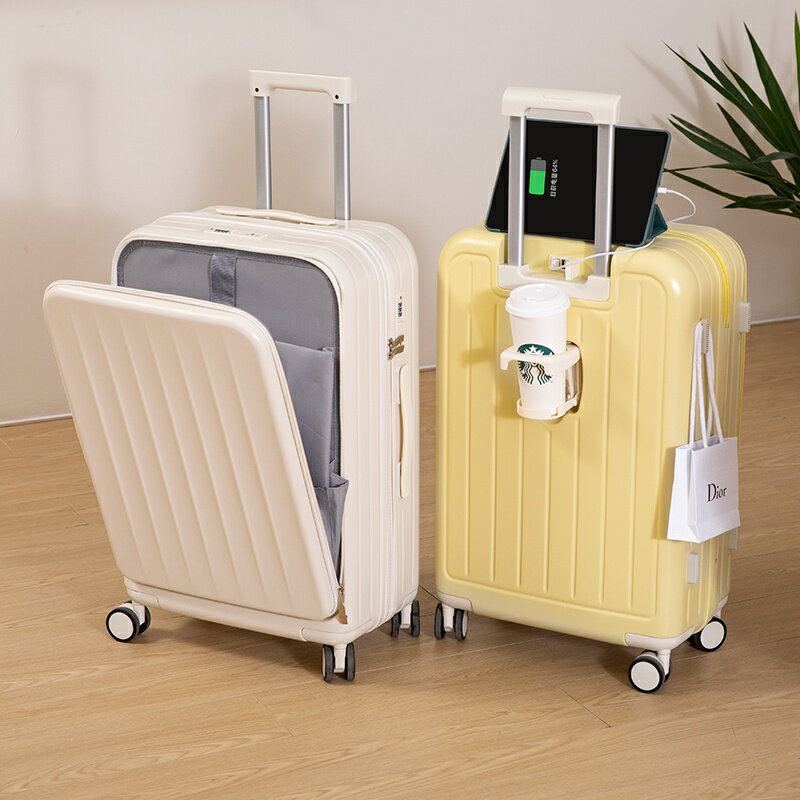 需宅配拉桿箱 行李箱 登機箱 20寸 前置開口充電行李箱女旅行箱24寸密碼高階感萬向輪多功能拉桿箱男