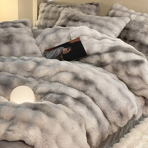 A類彩泡兔兔絨牛奶絨四件套床上冬季雙面加厚刷毛珊瑚絨床單被套4