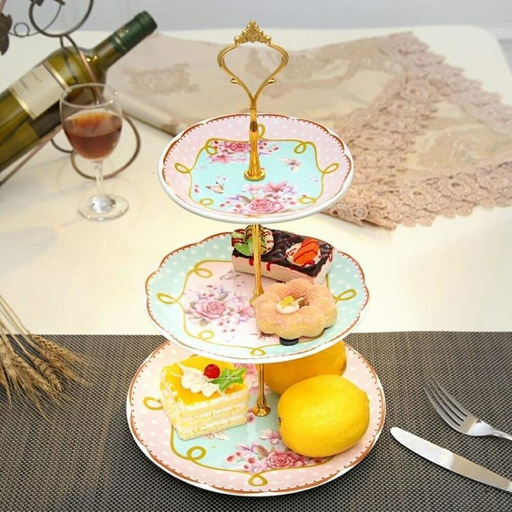點心盤陶瓷水果盤 創意玻璃下午茶點心盤客廳蛋糕架干果盤 都市時尚DF