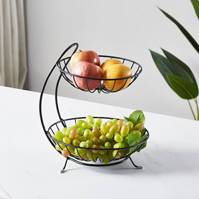 雙層水果籃家用客廳茶幾創意高端精致果盤現代簡約糖果零食收納筐【奇趣生活】