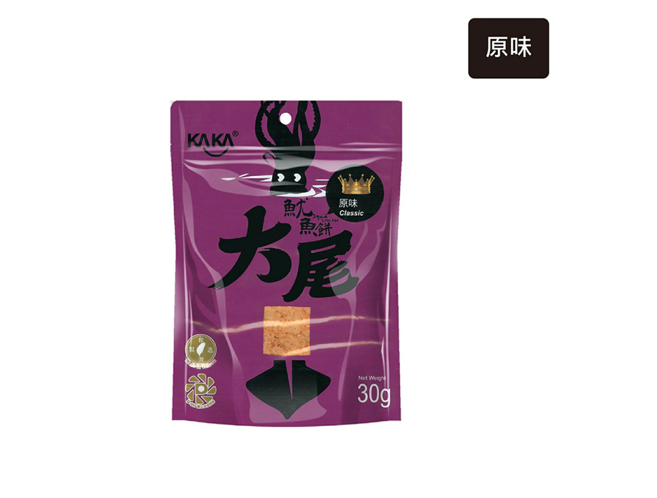 (原味)KAKA 大尾醬燒魷魚餅30g 餅乾 零食 點心 蝦餅