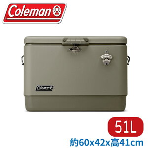 【Coleman 美國 51L 經典鋼甲冰箱《鼠尾草》】CM-29598/保冷保冰箱/冰筒/冰桶/置物箱/保鮮桶