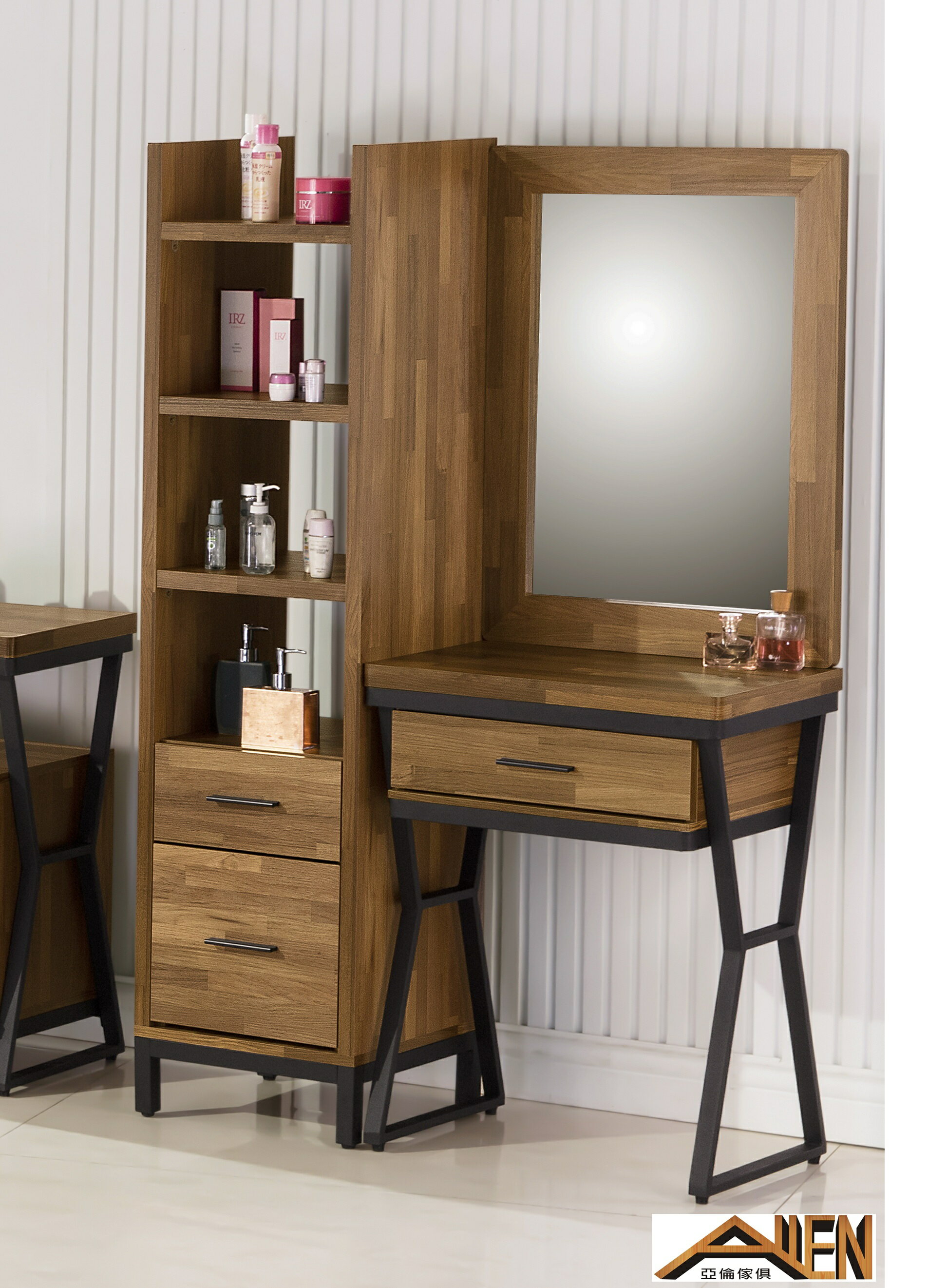 亞倫傢俱*菲爾德烤漆鐵架3.3尺鏡台