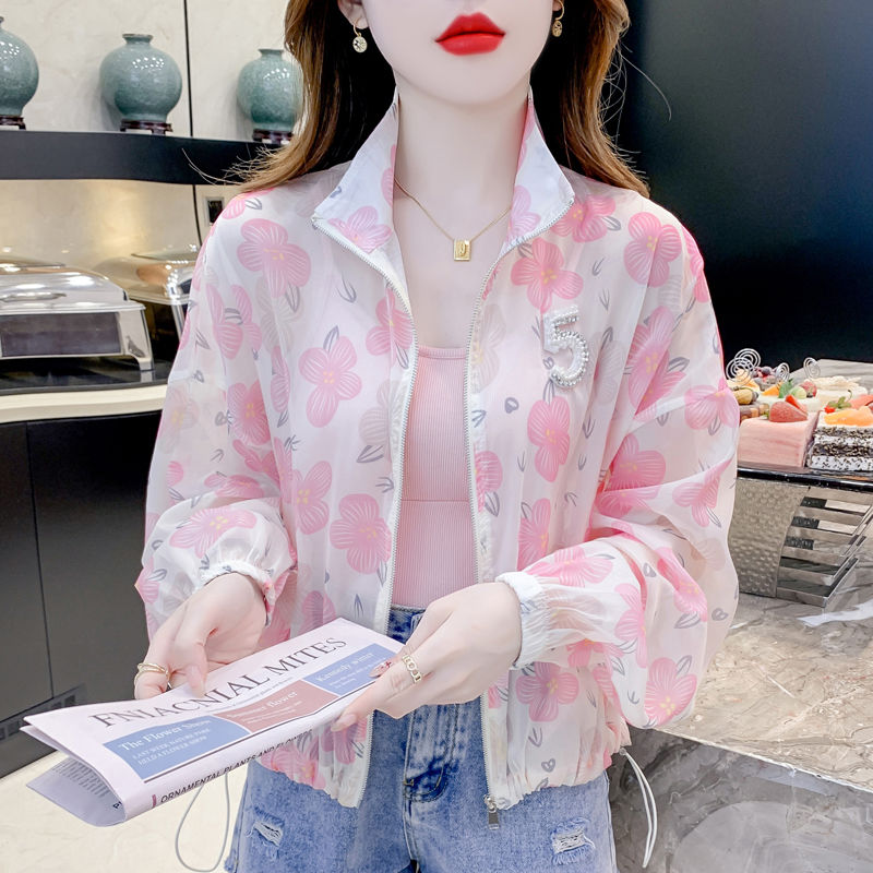 防曬衣韓版短外套長袖薄款女裝翻領印花別致設計感夏季新款【倪醬】