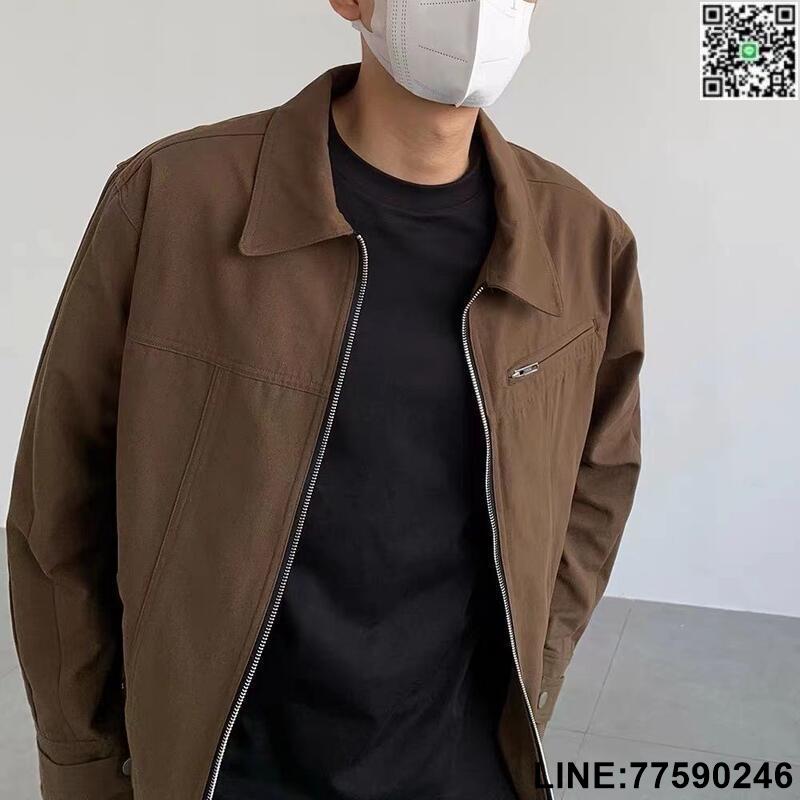 【歡樂購】美式小眾新品短款夾剋外套男春秋款高街複古vintage黑色休閒上衣翻領外套男生特價爆款
