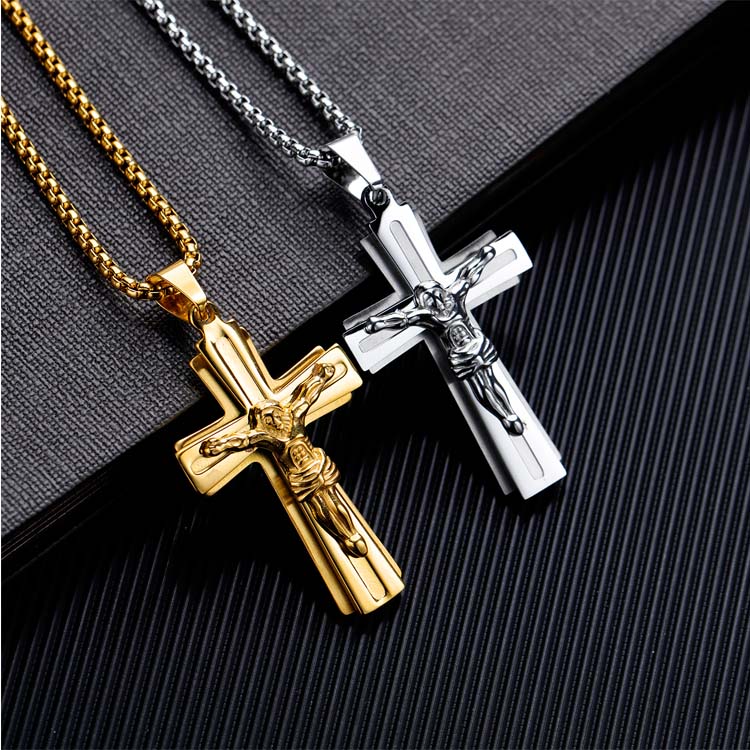 【5折超值價】潮流時尚歐美十字架耶穌造型鈦鋼項鍊