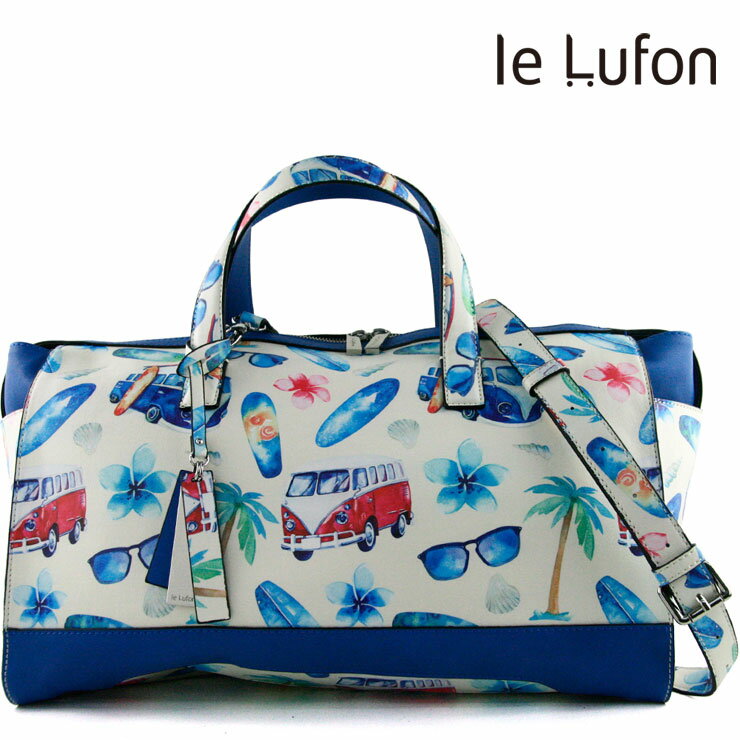 【le Lufon】海灘衝浪板夏季風印花皮革大包(XL) 2way 斜背包/手提包/側背包/單肩包-Travel Bag.夏季包 旅行包