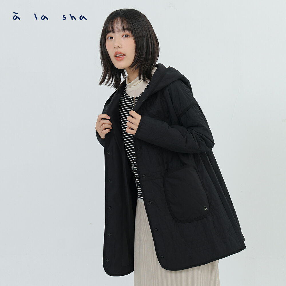 a la sha 連帽長版鋪棉外套