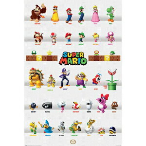【任天堂】瑪利歐 Super Mario - 角色圖鑑海報/居家裝飾/牆壁裝飾