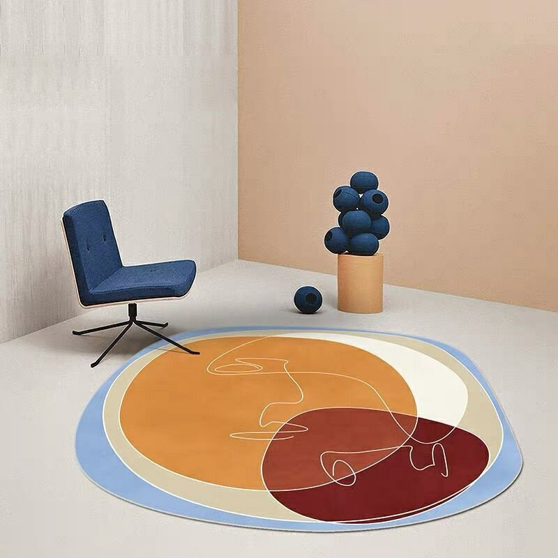 � 北歐圓形地毯 客廳ins地毯 風圓形地毯 臥室輕奢地墊 馬蒂斯藝術地毯