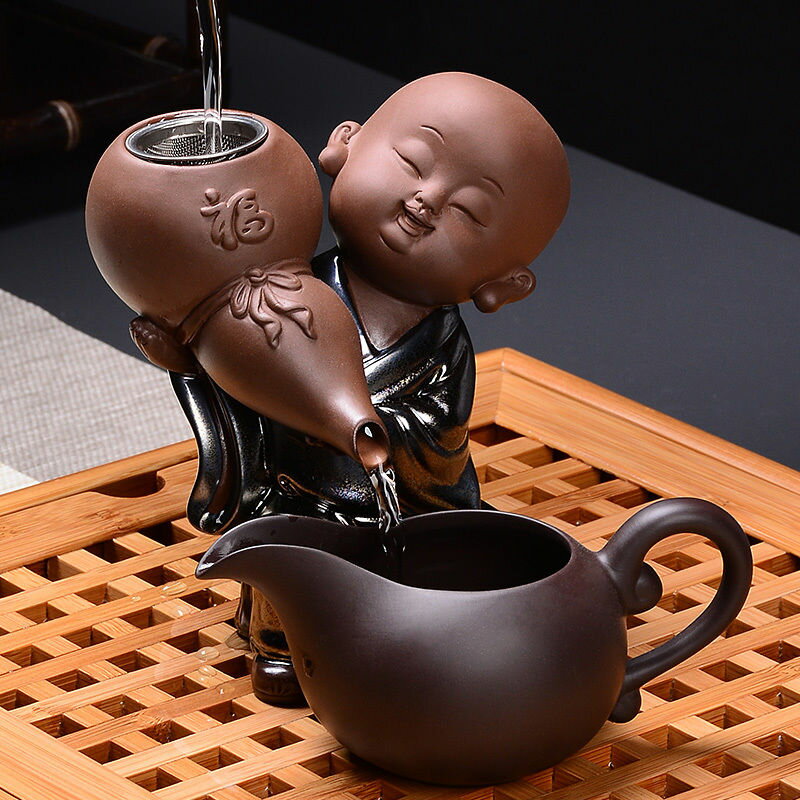 茶壺 創意小和尚紫砂茶漏 功夫茶具道配件陶瓷沙彌泡茶過濾器網包郵-快速出貨