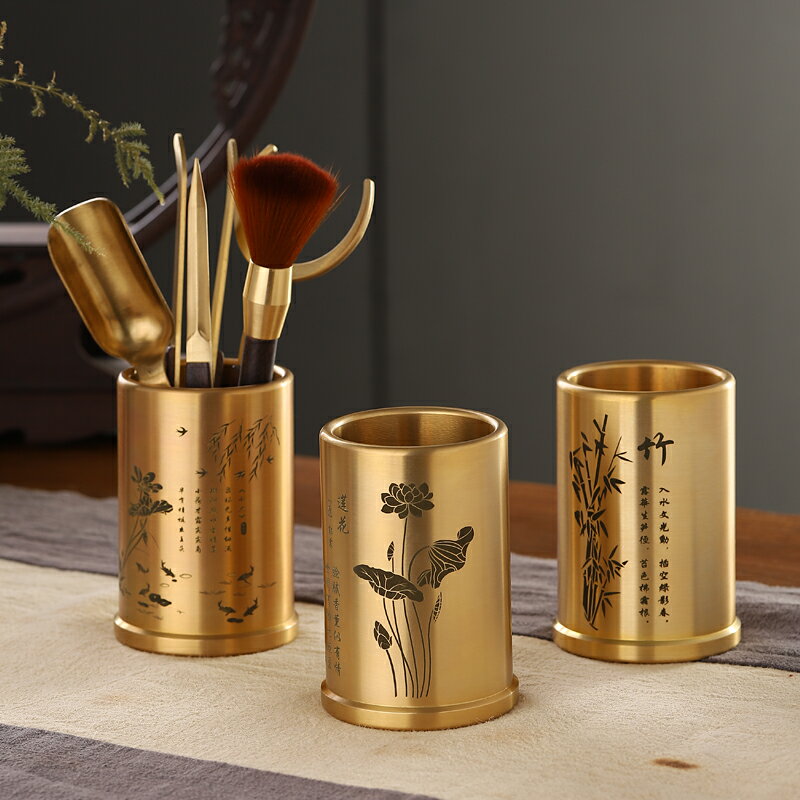 六君子功夫茶具配件套裝銅木茶道6君子泡茶工具大全茶夾茶刀茶針 3