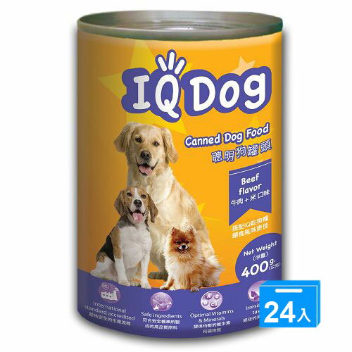 IQ Dog狗罐頭-牛肉風味+米400g*24【愛買】