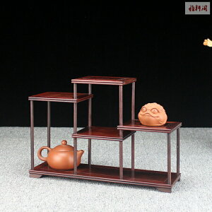 老紅酸枝博古架小置物架茶具架多寶閣實木中式榫卯工藝品展示架子